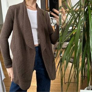 Vince Brown Wool Open Front Sweater, Size XS